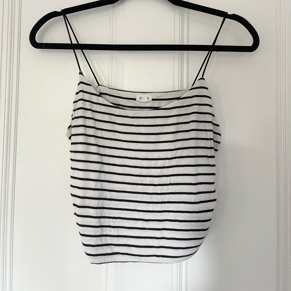 garage black and white cropped tank